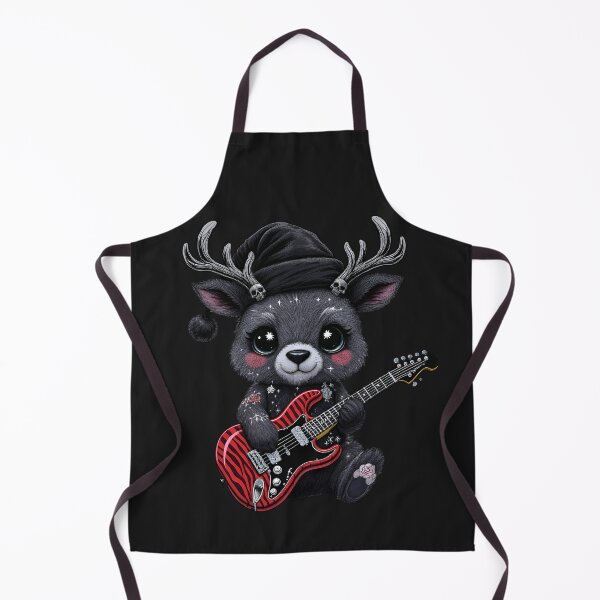 Item preview, Kawaii-Dark Reindeer With Electric Guitar | Gothic Christmas Reindeer with Skull Bells designed and sold by ColorSplash123.