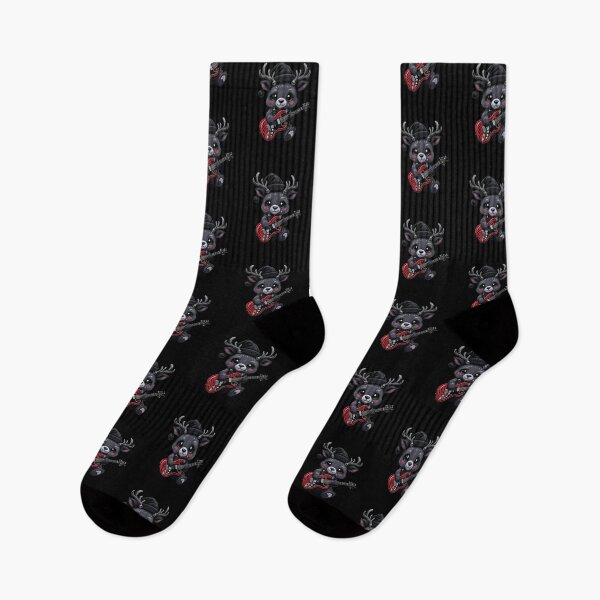 Item preview, Kawaii-Dark Reindeer With Electric Guitar | Gothic Christmas Reindeer with Skull Bells designed and sold by ColorSplash123.