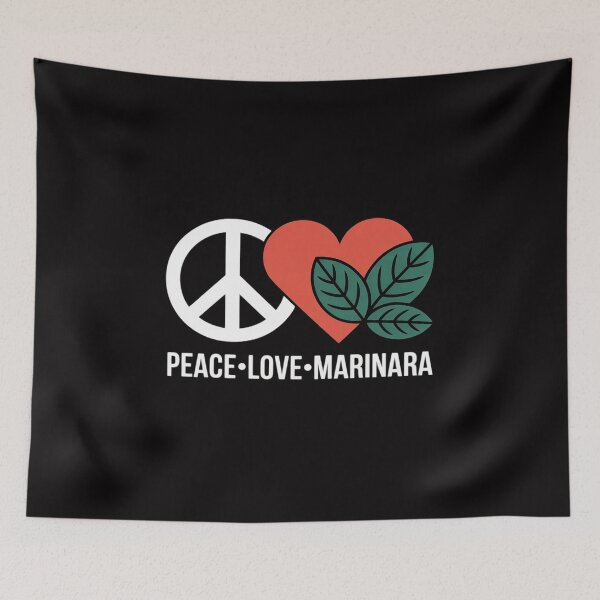 Item preview, Peace Love Marinara Red Heart and Basil Leaves Foodie Humor designed and sold by GalaFunny.