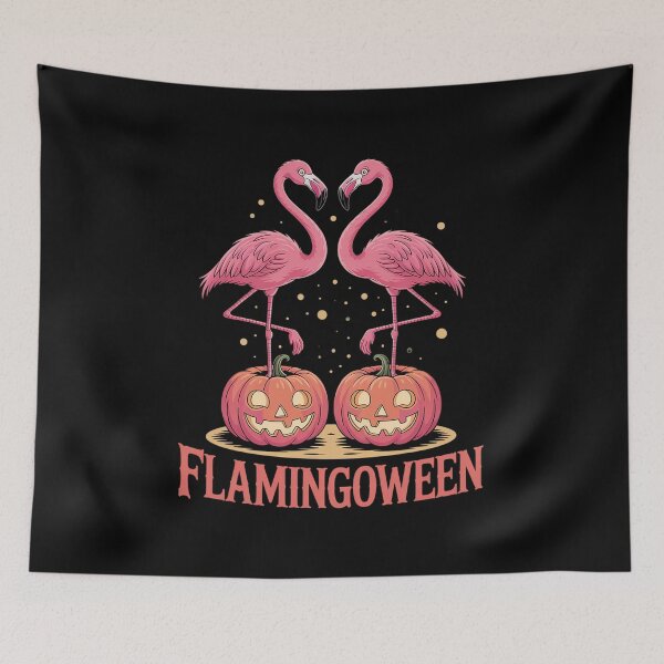 Item preview, Flamingoween Halloween Flamingo Spooky Trick Or Treat Heart  designed and sold by estellaken.