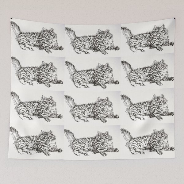 Item preview, Fat Tabby Cat Cats Pen and Ink Drawing designed and sold by Sarah  Rajkotwala.