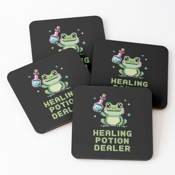 Item preview, Healing Potion Dealer | Cute Frog RPG Healer Support Gamer Design | Retro Pixel Adventure Quest designed and sold by pixelpopplanet.