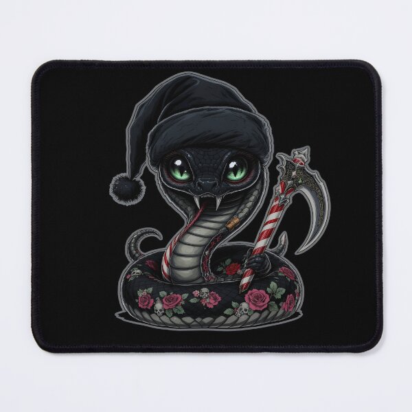 Item preview, Kawaii-Dark Snake With Mini Christmas Scythe | Gothic Christmas Snake with Scale Tattoos designed and sold by ColorSplash123.