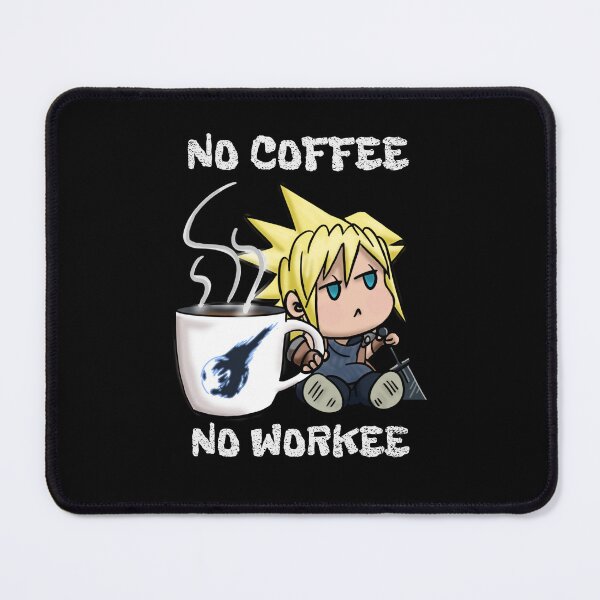 Item preview, Chibi Cloud No Coffee No Workee Final Fantasy 7 Cloud Strife designed and sold by Murrays Designs.