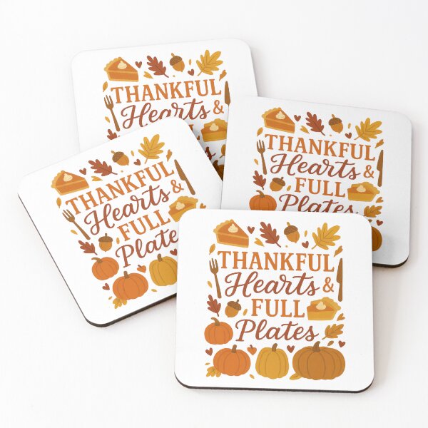 Item preview, Thankful Hearts and Full Plates – Cozy Fall Thanksgiving Quote Design designed and sold by inkoutninja.