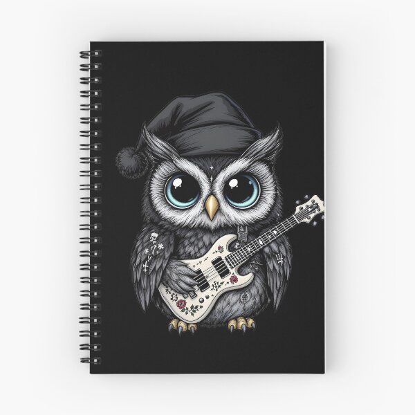Item preview, Kawaii-Dark Owl With Bone Guitar | Gothic Christmas Owl with Wing Tattoos designed and sold by ColorSplash123.