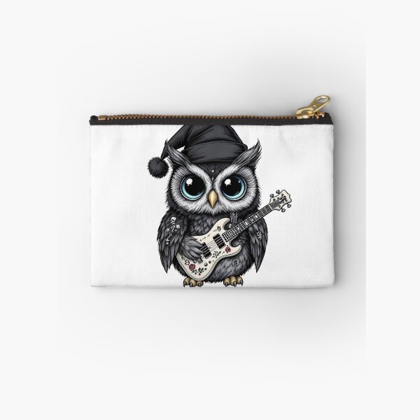 Item preview, Kawaii-Dark Owl With Bone Guitar | Gothic Christmas Owl with Wing Tattoos designed and sold by ColorSplash123.