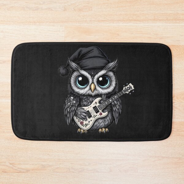 Item preview, Kawaii-Dark Owl With Bone Guitar | Gothic Christmas Owl with Wing Tattoos designed and sold by ColorSplash123.