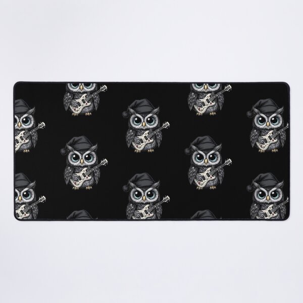 Item preview, Kawaii-Dark Owl With Bone Guitar | Gothic Christmas Owl with Wing Tattoos designed and sold by ColorSplash123.