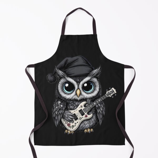 Item preview, Kawaii-Dark Owl With Bone Guitar | Gothic Christmas Owl with Wing Tattoos designed and sold by ColorSplash123.