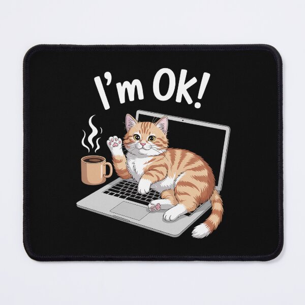 Item preview, Cat I'm OK Sad Cat Hard Work Office Employee Funny Cool Cat designed and sold by DrewLeuschke.