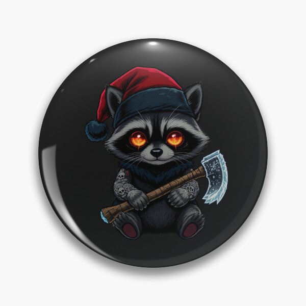 Item preview, Kawaii-Dark Raccoon With Ice-Axe | Gothic Christmas Raccoon with Tattoo Sleeves designed and sold by ColorSplash123.