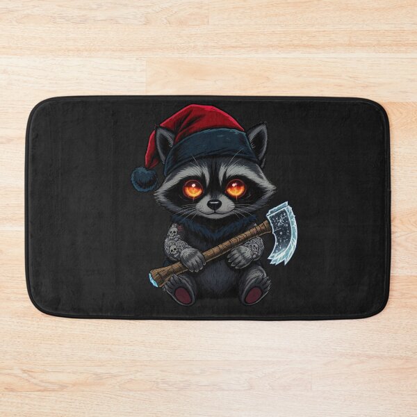 Item preview, Kawaii-Dark Raccoon With Ice-Axe | Gothic Christmas Raccoon with Tattoo Sleeves designed and sold by ColorSplash123.