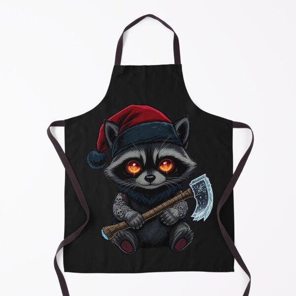 Item preview, Kawaii-Dark Raccoon With Ice-Axe | Gothic Christmas Raccoon with Tattoo Sleeves designed and sold by ColorSplash123.