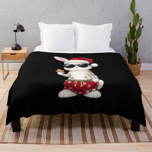 Item preview, Christmas Bunny – Elegant Tattoo Holiday Tee | Festive Bunny with Gingerbread Cookie designed and sold by ColorSplash123.