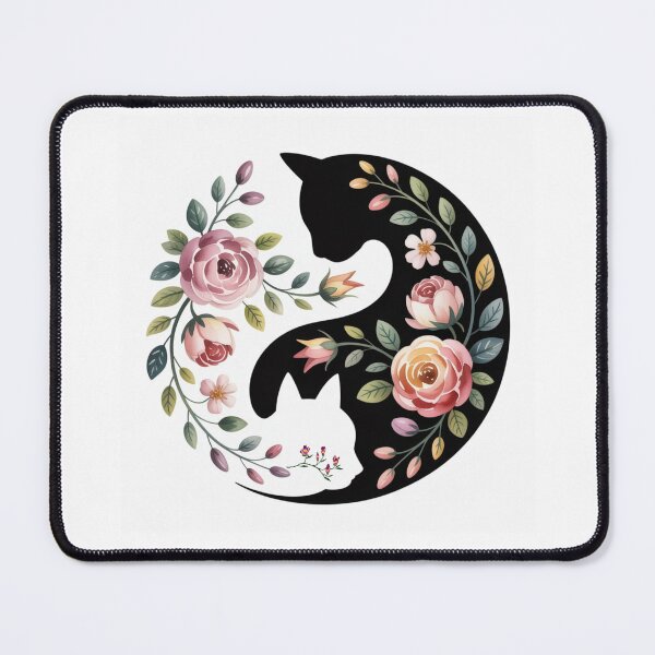 Item preview, Floral Cat & Kitten Silhouette – Botanical Cat Art designed and sold by palavdip.