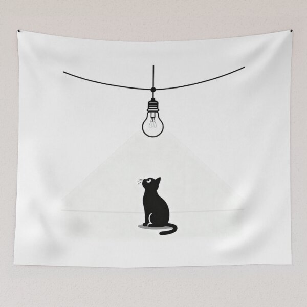 Item preview, Curious Cat Under the Lightbulb designed and sold by optimusprime39.