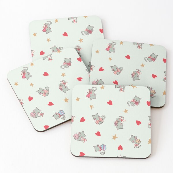 Item preview, Valentine’s Day Cats with Love hearts and stars (Sage) designed and sold by HarunaMcDesigns.