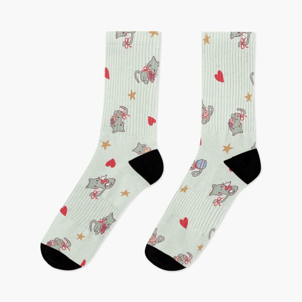 Item preview, Valentine’s Day Cats with Love hearts and stars (Sage) designed and sold by HarunaMcDesigns.