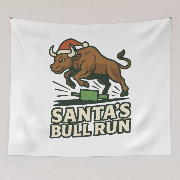 Item preview, Santa’s Bull Run – Holiday Market Rally Emblem designed and sold by techy-rrr.