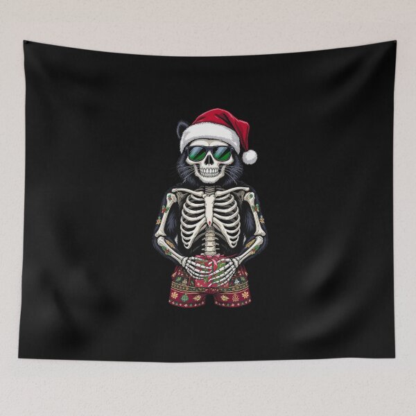 Item preview, Holiday Skeleton Animal (Bear/Cat/Raccoon) – Tattoo Xmas Tee | Festive Skeleton Animal with Holiday Tattoos designed and sold by ColorSplash123.