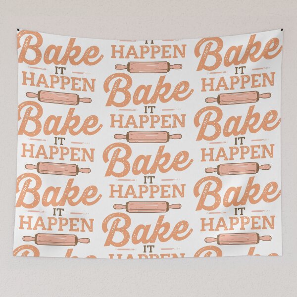Item preview, Bake it happen motivational slogan with rolling pin baking graphic designed and sold by DigitalGraphic1.