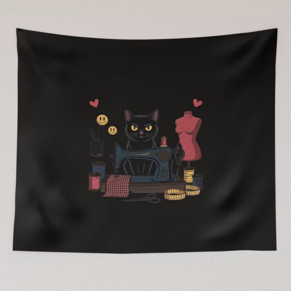 Item preview, Remember My Sewing Time Sewer Black Cat Sew Quilting designed and sold by silladive.