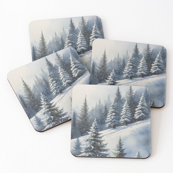 Item preview, Wintery snowscape with dense coniferous forest designed and sold by Mianku | Für das Leben.