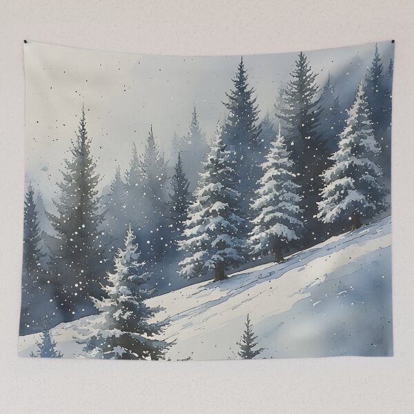 Item preview, Wintery snowscape with dense coniferous forest designed and sold by Mianku | Für das Leben.