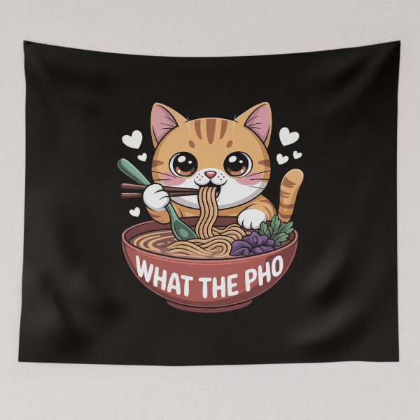 Item preview, Pho What The Pho Cute Cat Vietnamese Food Pho Soup Ramen designed and sold by silladive.
