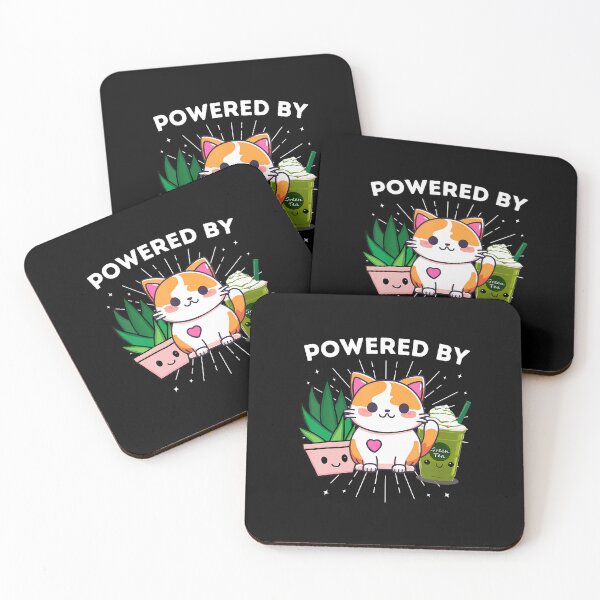 Item preview, Powered By Cats Plants Iced Matcha Green Tea Funny Kawaii designed and sold by JanisPenelope.
