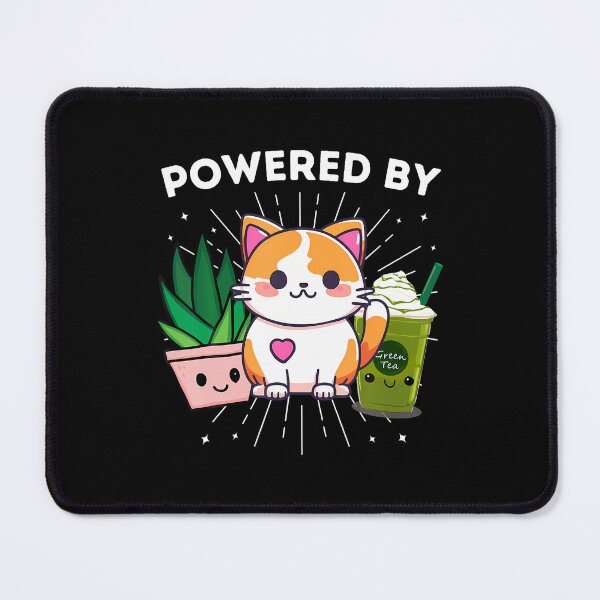 Item preview, Powered By Cats Plants Iced Matcha Green Tea Funny Kawaii designed and sold by JanisPenelope.