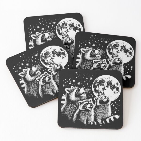 Item preview, Three Raccoons Under the Moon – Cosmic Critters Design designed and sold by JoRealm.