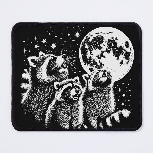 Item preview, Three Raccoons Under the Moon – Cosmic Critters Design designed and sold by JoRealm.