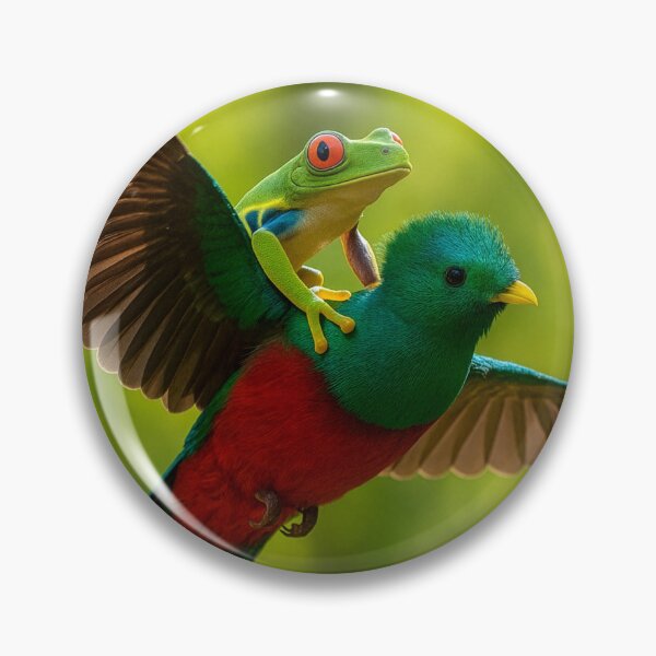 Item preview, Frog Hitches Ride on Resplendent Quetzal designed and sold by Tridentulus.