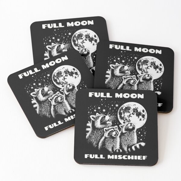 Item preview, Full Moon Full Mischief - Three Raccoons Under the Moon designed and sold by JoRealm.