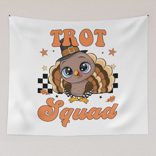 Item preview, Trot Happy Gobble Cute Thanksgiving 80s Squad Fall designed and sold by CalvinVanAuken.
