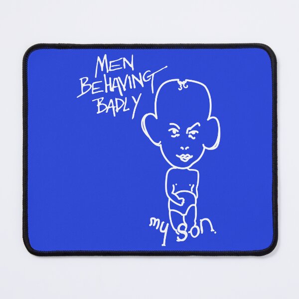Item preview, My Son with Men Behaving Badly logo (inverted) designed and sold by Rewatch-Podcast.