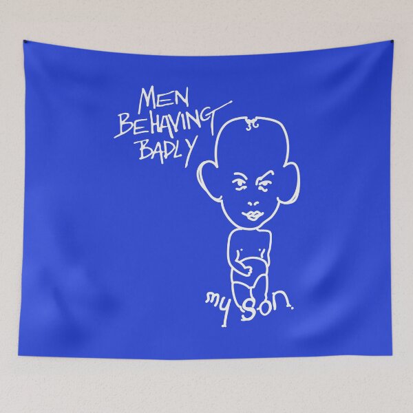 Item preview, My Son with Men Behaving Badly logo (inverted) designed and sold by Rewatch-Podcast.