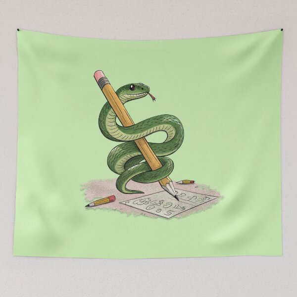 Item preview, Cartoon Snake Wrapped Around Pencil – Hand-Drawn Art Design designed and sold by Mahesh95singh.