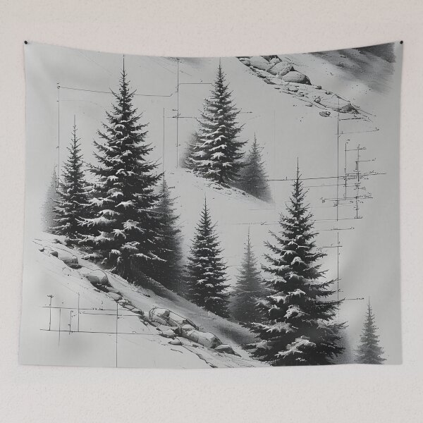 Item preview, Surveying technology: Winter landscape with pine trees and snow designed and sold by Mianku | Für das Leben.