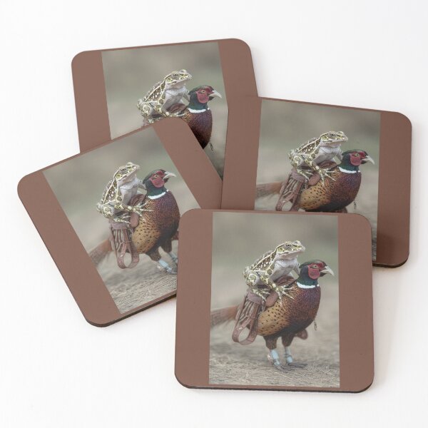 Item preview, Frog Saddles Up on Ring-Necked Pheasant  designed and sold by Tridentulus.