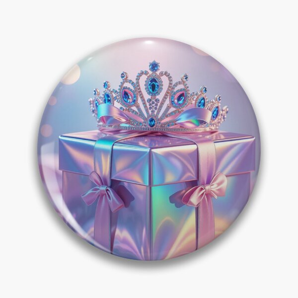 Item preview, Holographic Royal Gift – Iridescent Present with Sparkling Diamond Tiara designed and sold by PixelVibe782.