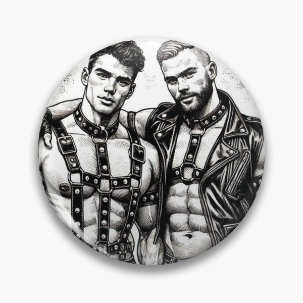 Item preview, Gay Leather Bar Pride "Serg & Mikael" San Francisco Pride Graphic Design designed and sold by ItsAKinkThing.