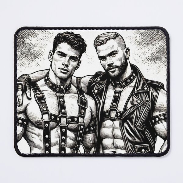 Item preview, Gay Leather Bar Pride "Serg & Mikael" San Francisco Pride Graphic Design designed and sold by ItsAKinkThing.