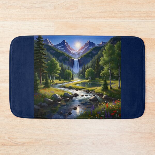 Item preview, Nature Scenery Mountains Waterfall River Pine & Birch Trees Wild Flowers designed and sold by JamesLimborg.
