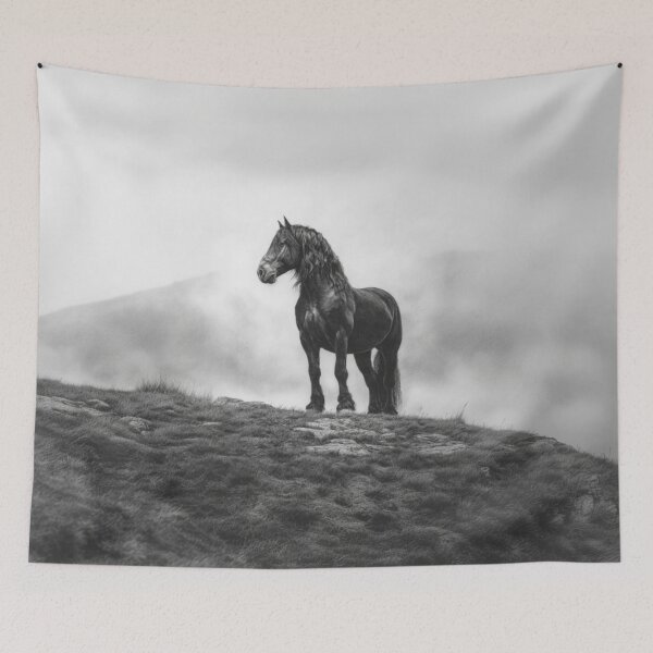 Item preview, A Percheron draft horse standing majestically on a hill Horses in Motion designed and sold by CDC40.