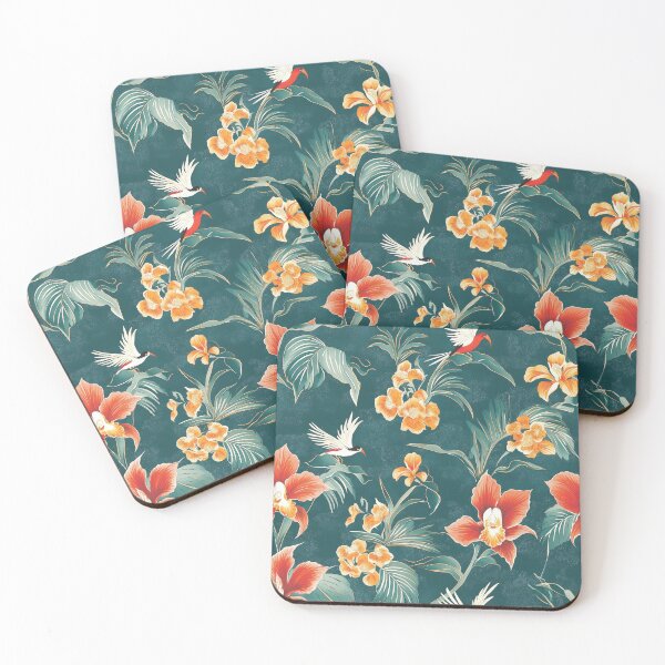 Item preview, Tropical Duet – Exotic Flowers & Birds Pattern designed and sold by hobbybox.