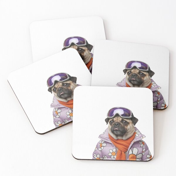 Item preview, Retro Pug Art | Floral Winter Style designed and sold by slydawgstudio.