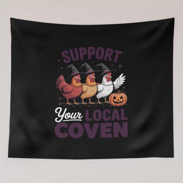 Item preview, Support Your Local Coven Witch Chicken Halloween Squad Look designed and sold by HardcoreTour.